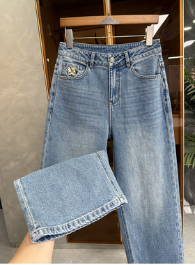 高个子收！瘦腿秘籍！通勤高腰牛仔直筒裤女    D88003~ME