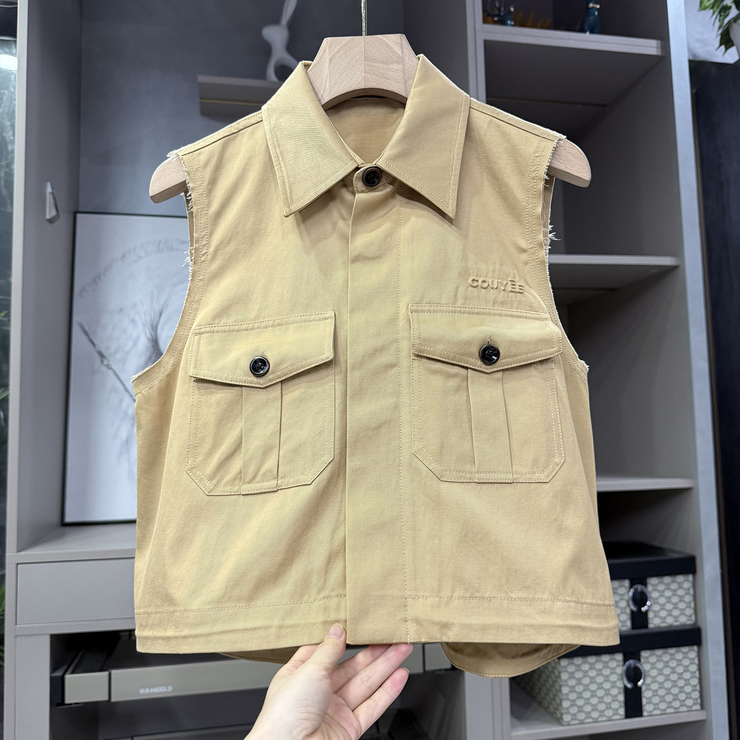 尖货！复古工装感无袖短马甲上衣