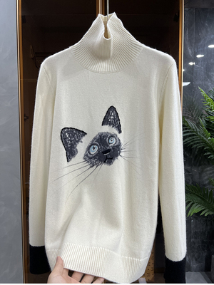 羊绒套头高领保暖女长袖针织衫