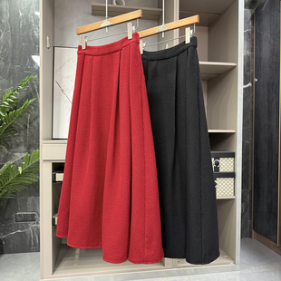 尖货!直接美到失语!肌理羊毛A字大摆半身裙女 K1213~ZY