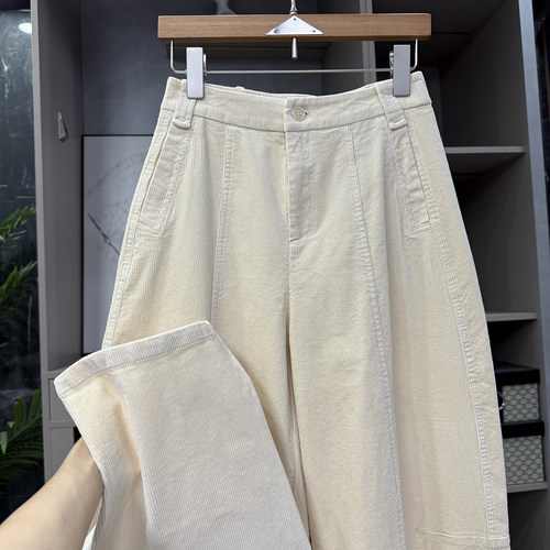 N货！灯芯绒中高腰休闲镰刀裤