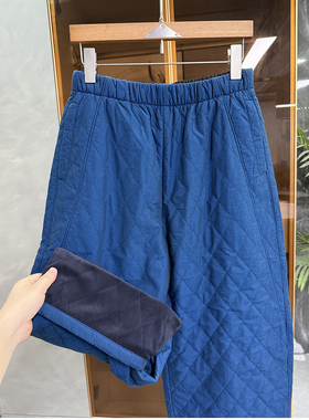 秋冬BI囤！加绒菱格匹马棉松紧腰休闲九分气球裤女  M02424~ME