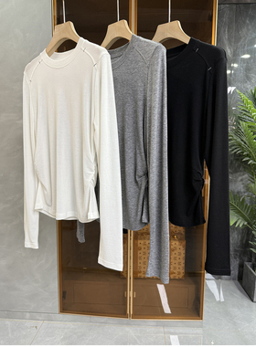 不夸张，穿上就不想脱！绵羊毛莱赛尔圆领长袖T恤女    R756~ME