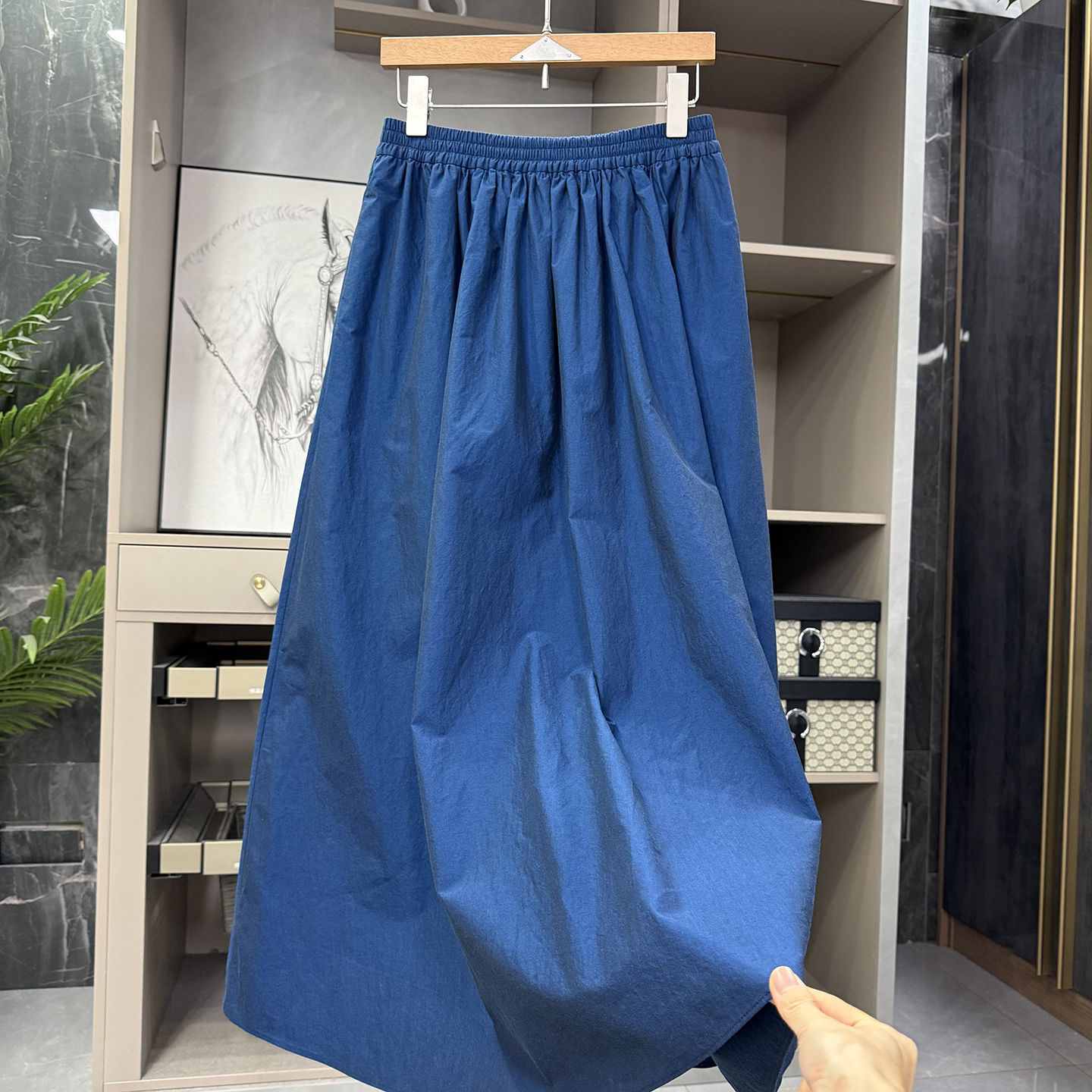 yuan单！匹马棉松紧腰大摆半身裙