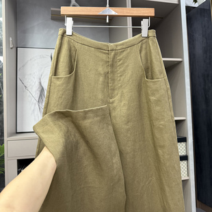 F1806 咆哮推荐 女 高腰亚麻休闲弯刀裤 大厂料