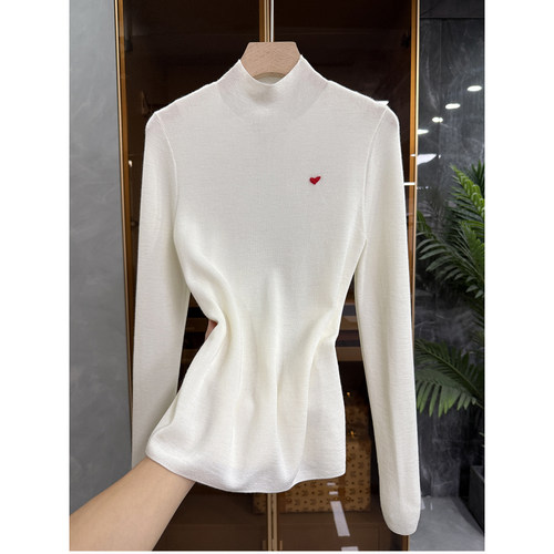 爱心羊绒羊毛半高领针织打底衫