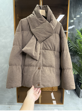 代厂P牌料！G上5K+！宽松绵羊毛围脖鹅绒羽绒服外套女   R364~ME