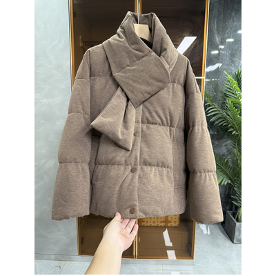 宽松绵羊毛围脖鹅绒羽绒服外套