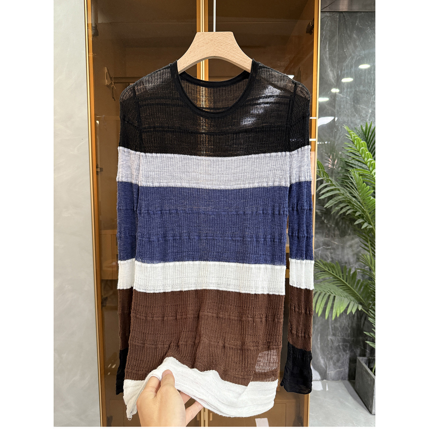 Q货！通勤显瘦！薄款条纹棉羊毛圆领针织衫上衣女    MZ4553~JS,女装/女士精品,毛针织衫,淘宝优惠券,粉丝福利购,淘宝优惠卷