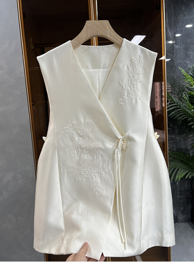 清仓不予退换#4及感！中式盘扣刺绣马甲女56960