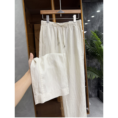 N货！天丝亚麻松紧腰休闲直筒裤