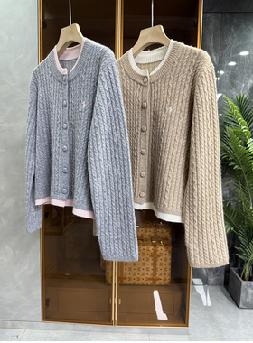 法式！代厂yuan单！假两件麻花羊绒圆领针织开衫女   D2921~ME