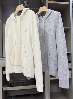 清仓不予退换！牌面料！宽松连帽羊绒针织毛衣女20250891~ZY