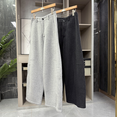 中高腰羊绒羊毛双面呢休闲镰刀裤