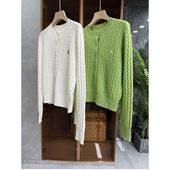 C2841 尖货 针织开衫 女 简约高ji 重磅羊绒麻花圆领长袖