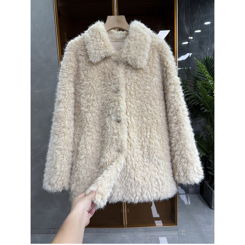 尖货！环保皮草皮毛一体翻领外套