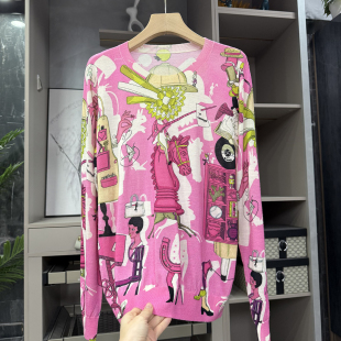 D牌气质范 H66101 柔软美丽奴羊毛圆领长袖 女 针织衫 JU好穿