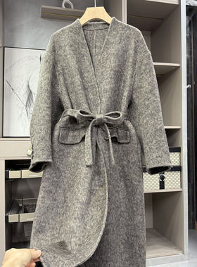 yuan单！G上8K+！宽松羊毛双面呢V领大衣外套女     AE01319~ZY