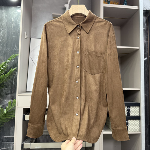 Q货！麂皮绒长袖衬衫上衣