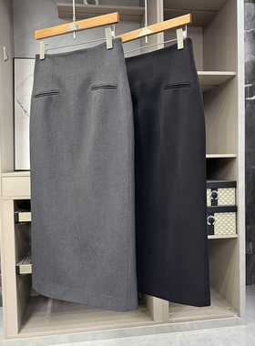 提升气质的尖货！羊毛高腰包臀后开叉西装半身裙女    Q85742~ZY