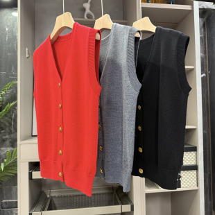 H2051 炸裂推荐 马甲女 羊毛V领针织开衫 加分神器