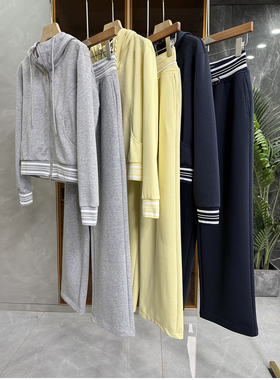 厂里推荐！优质棉连帽拉链短卫衣+休闲直筒卫裤套装女  M02498~ME