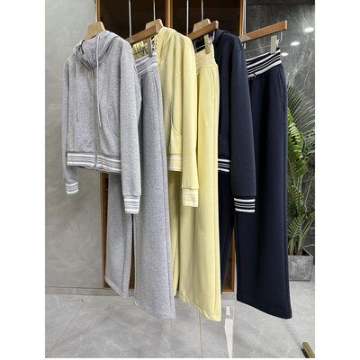 连帽拉链短卫衣休闲直筒卫裤套装