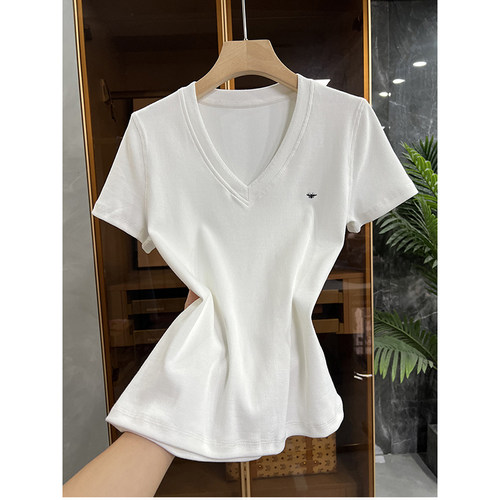 N货！V领短袖T恤短上衣