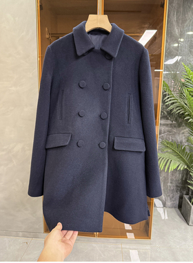 柜款！G上7K+！jin口羊毛毛呢双排扣翻领大衣外套女  20251096~ME