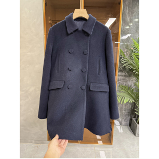 20251096 jin口羊毛毛呢双排扣翻领大衣外套女 G上7K 柜款