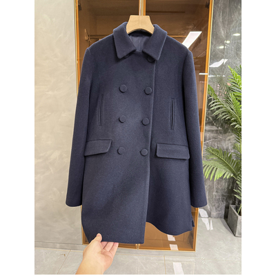 jin口羊毛毛呢双排扣翻领外套