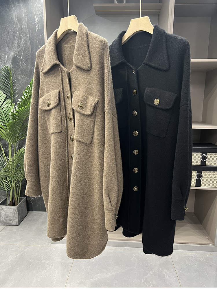 塔尖！琎口羊绒针织开衫外套大衣