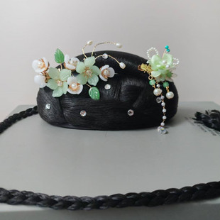 绿色古典舞剧目寒依疏影桃李杯一砚梨花雨艺考演出头饰伞舞假发饰