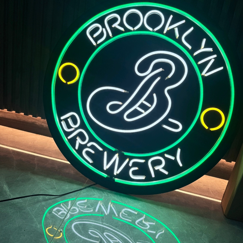 布鲁克林无极调光室内挂墙圆形LED灯箱发光广告牌酒吧西餐厅装饰