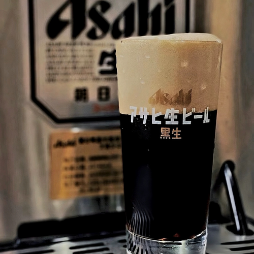 朝日黑生日式直身玻璃啤酒杯
