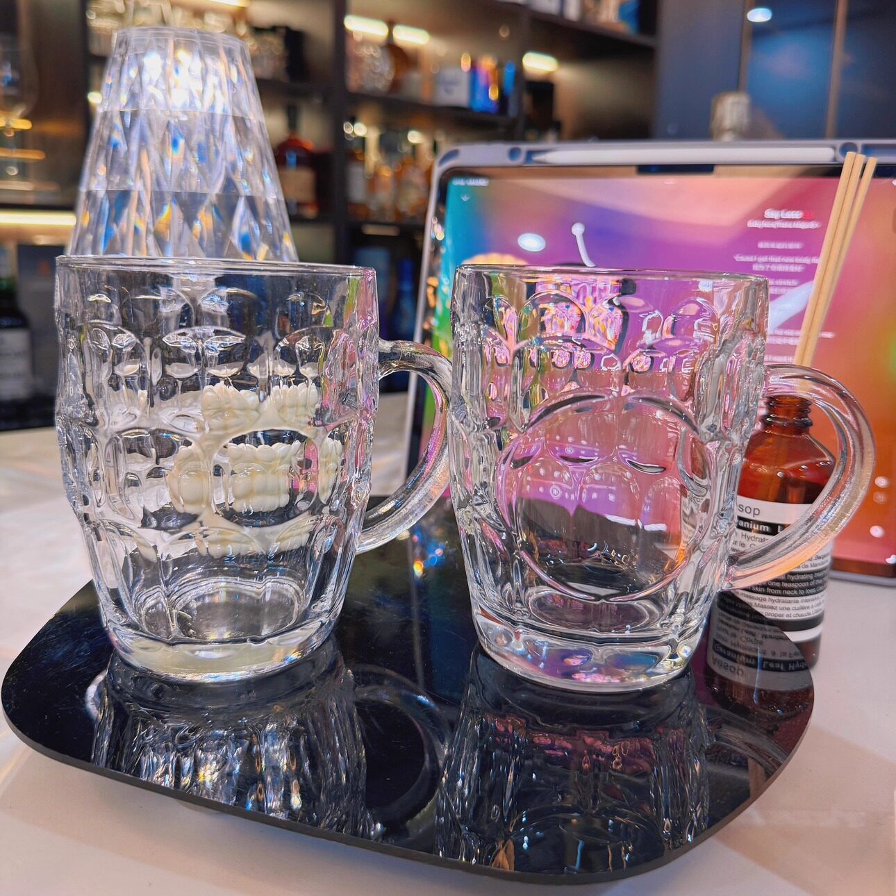 精酿啤酒扎啤带把玻璃家用喝水果汁菠萝杯加厚大容量酒杯具500ml