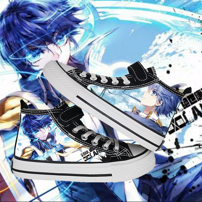 斗罗大陆绝世唐门鞋子男女童鞋帆布鞋春秋涂鸦鞋魔术贴高帮板鞋男