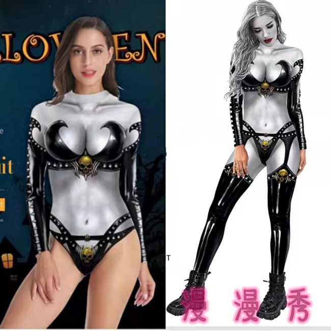 万圣节COS演出服连体牛角性感恶魔角色扮演酒吧狂欢派对舞台服