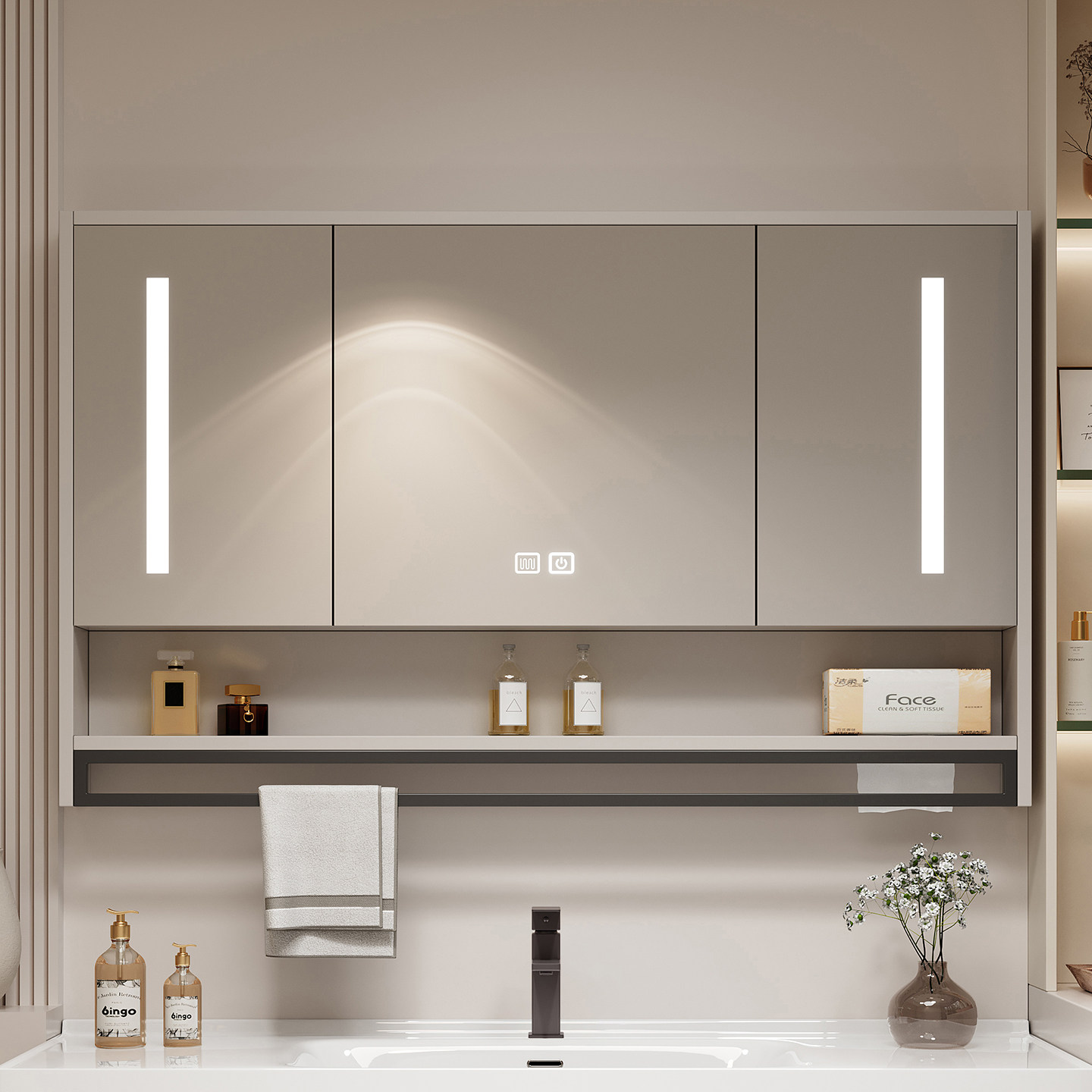 2025新款毛巾架智能浴室镜柜挂墙式防雾卫生间镜子置物架单,家装主材,浴室镜柜,淘宝优惠券,粉丝福利购,淘宝优惠卷