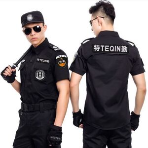 黑色特勤服短袖夏季保安工作服长袖套装作训服执勤标志鞋裤子帽子