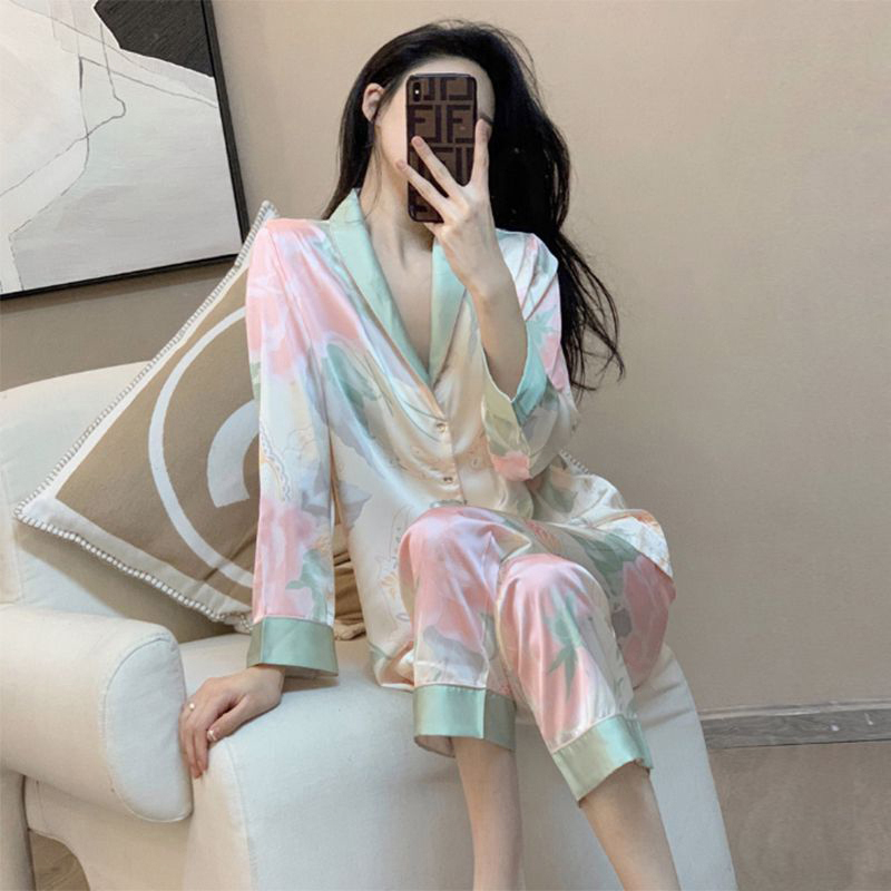 维多利亚桑蚕丝睡衣女款家居服