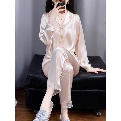 维多利亚桑蚕丝睡衣女长袖家居服