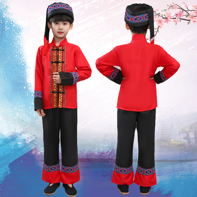 少数民族服装儿童三月三壮族女男女童名族服饰男童苗族舞蹈演出服