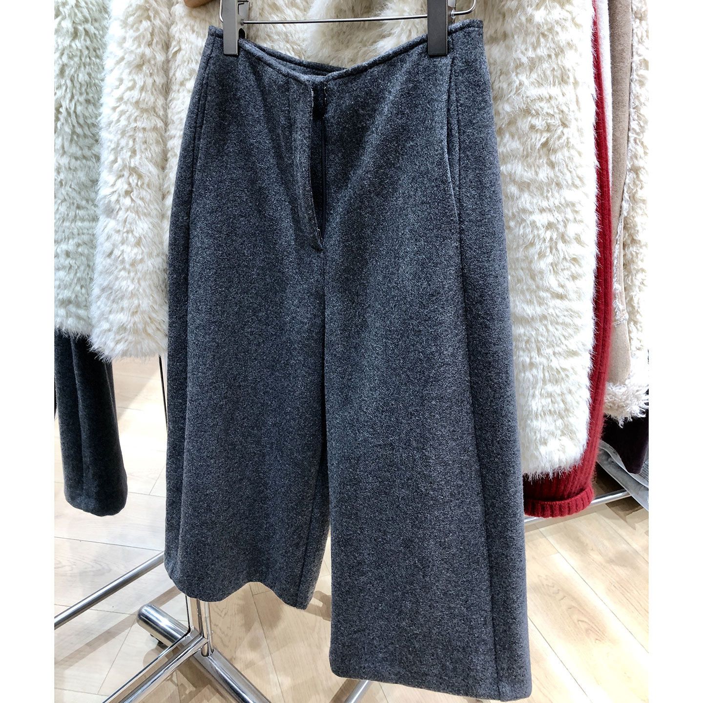 高腰显瘦毛呢阔腿裤女宽松休闲裤