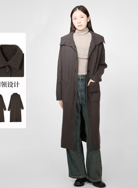 sweetbasil紫淑2025冬装新款正品女休闲时尚翻领长袖长款针织衫