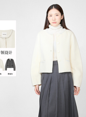 sweetbasil紫淑2025冬装新款正品女休闲时尚圆领长袖毛呢外套