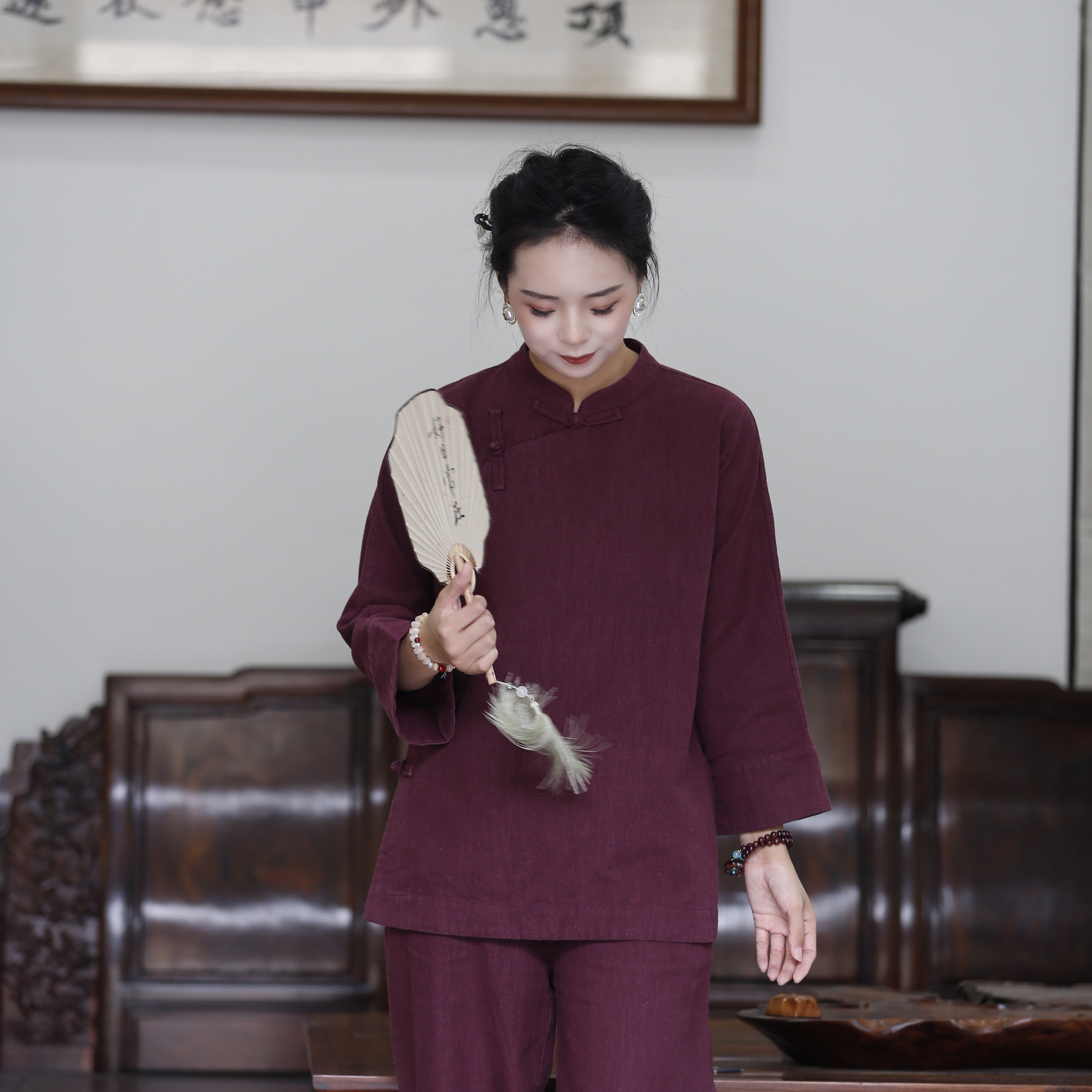 如素慢衣宽松禅意苎麻棉国风衬衫36538