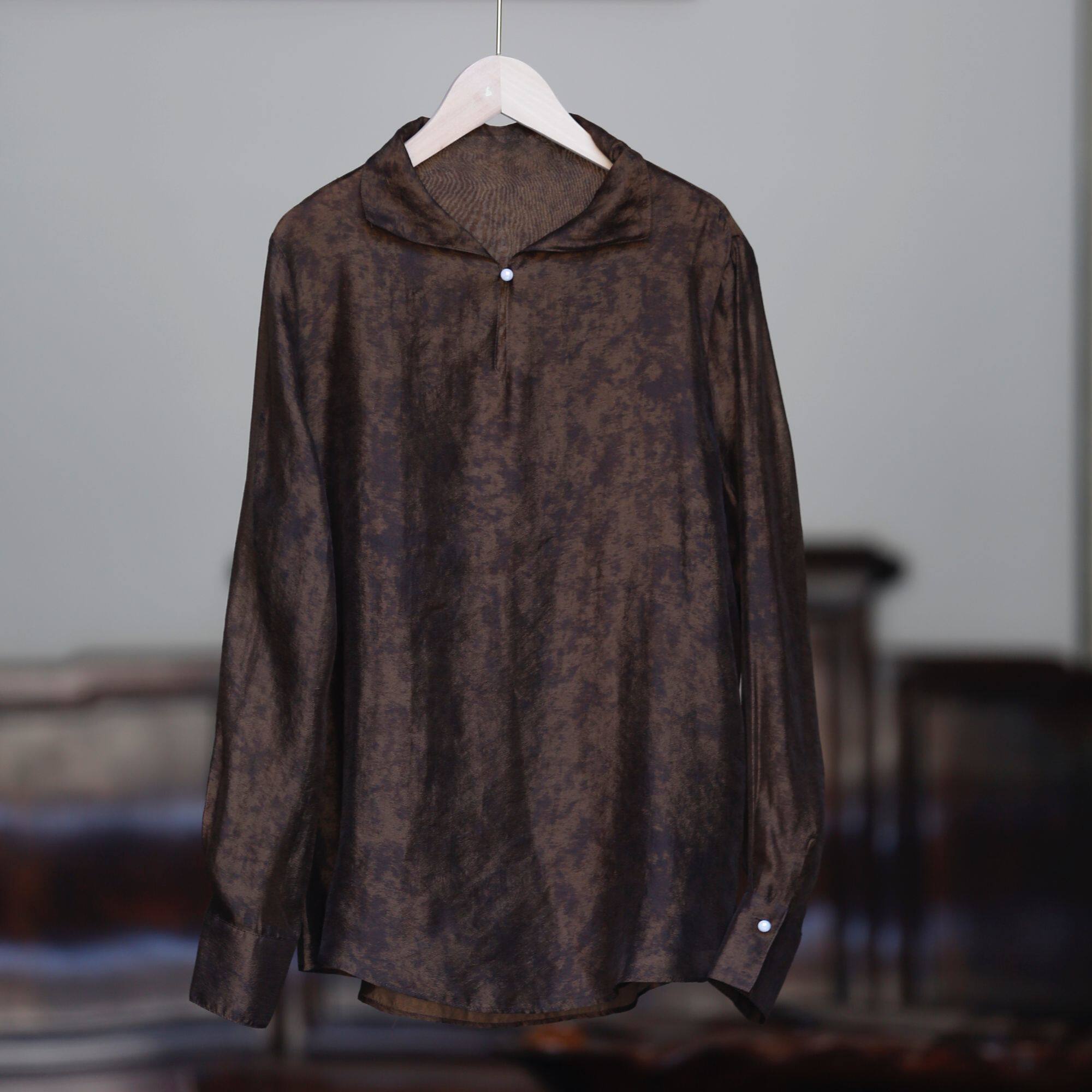 如素慢衣人丝衬衫新中式宽松复古60140