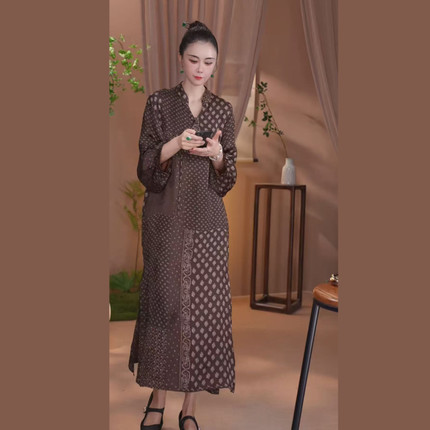 如素慢衣人丝轻盈舒适气质简约连衣裙36726