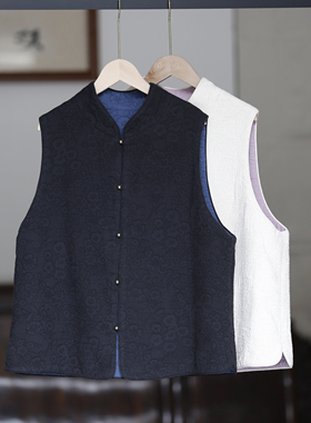 如素慢衣双面双穿简约亚麻棉马甲40136